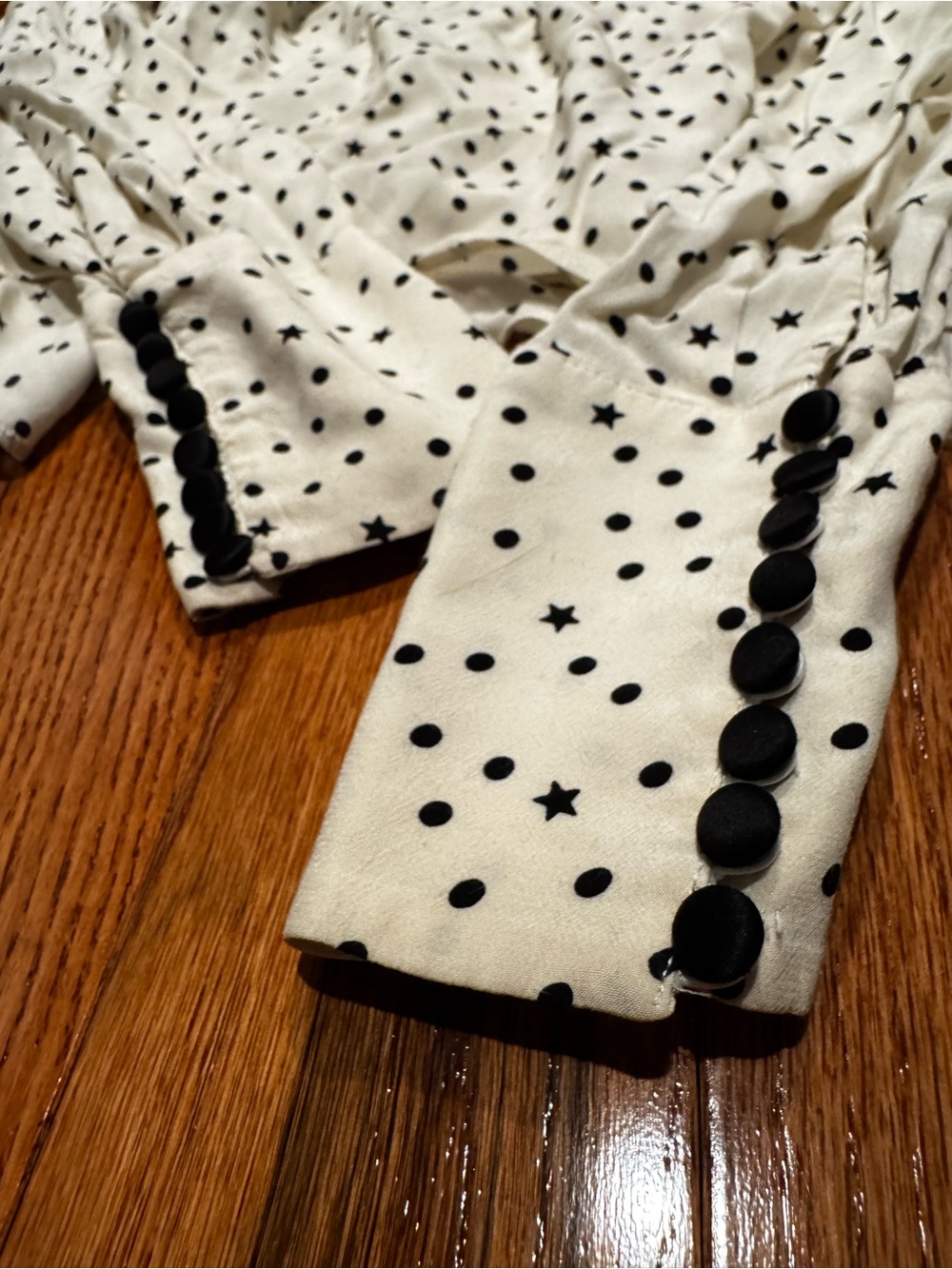 Essential Antwerp Zeyboard Black & Ivory Stars Polka Dot Long Sleeve Blouse - Picture 4 of 6